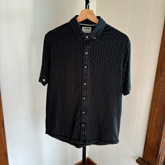 Linksoul Golf Button Down Shirt Tempus Fugit Men Short Sleeve Striped Gray Small - Picture 2 of 7